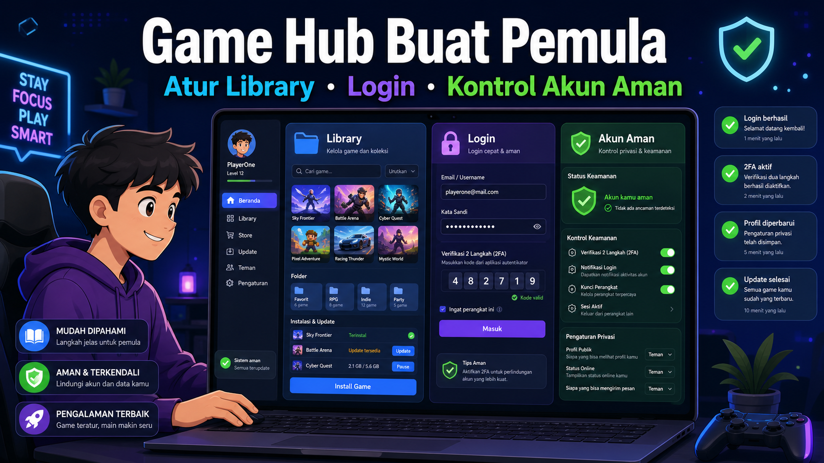 Game Hub Buat Pemula: Atur Library, Login, dan Kontrol Akun Aman - game