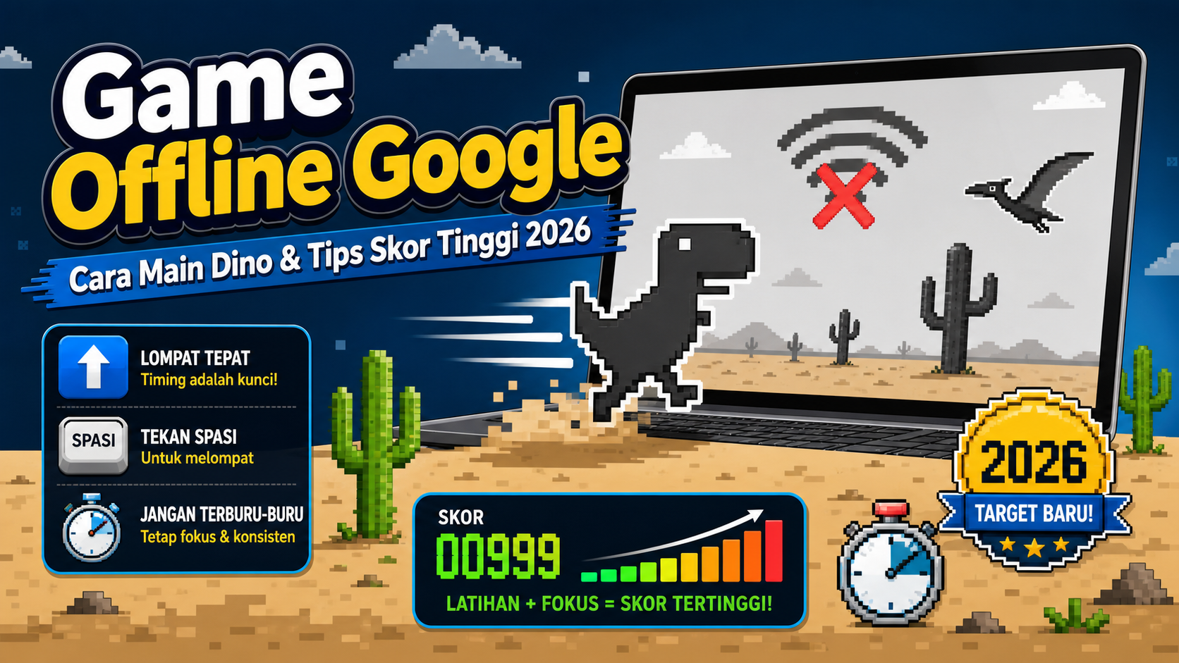 Game Offline Google: Cara Main Dino dan Tips Skor Tinggi 2026 - google