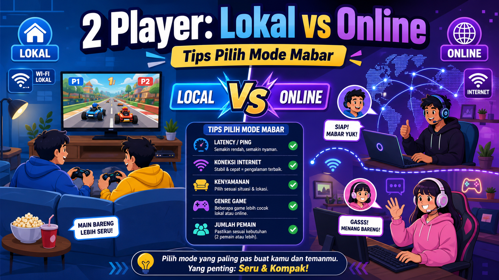 Game Online 2 Player Lokal vs Online: Tips Pilih Mode Mabar - game
