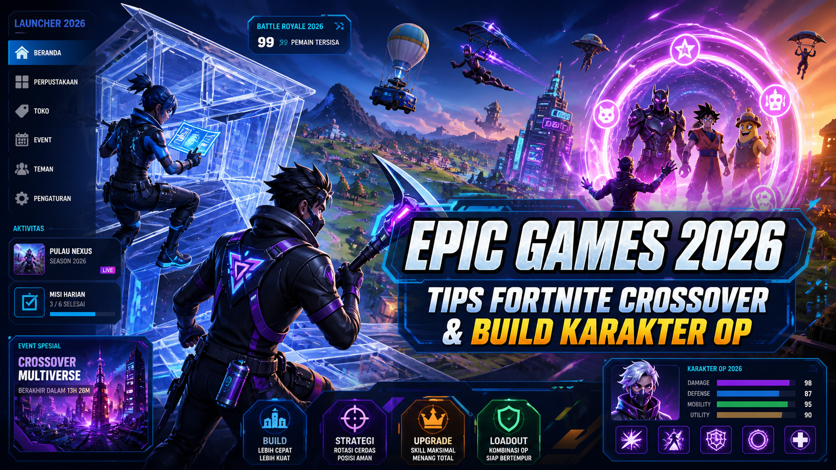 epic - Epic Games 2026: Tips Fortnite Crossover dan Build Karakter OP