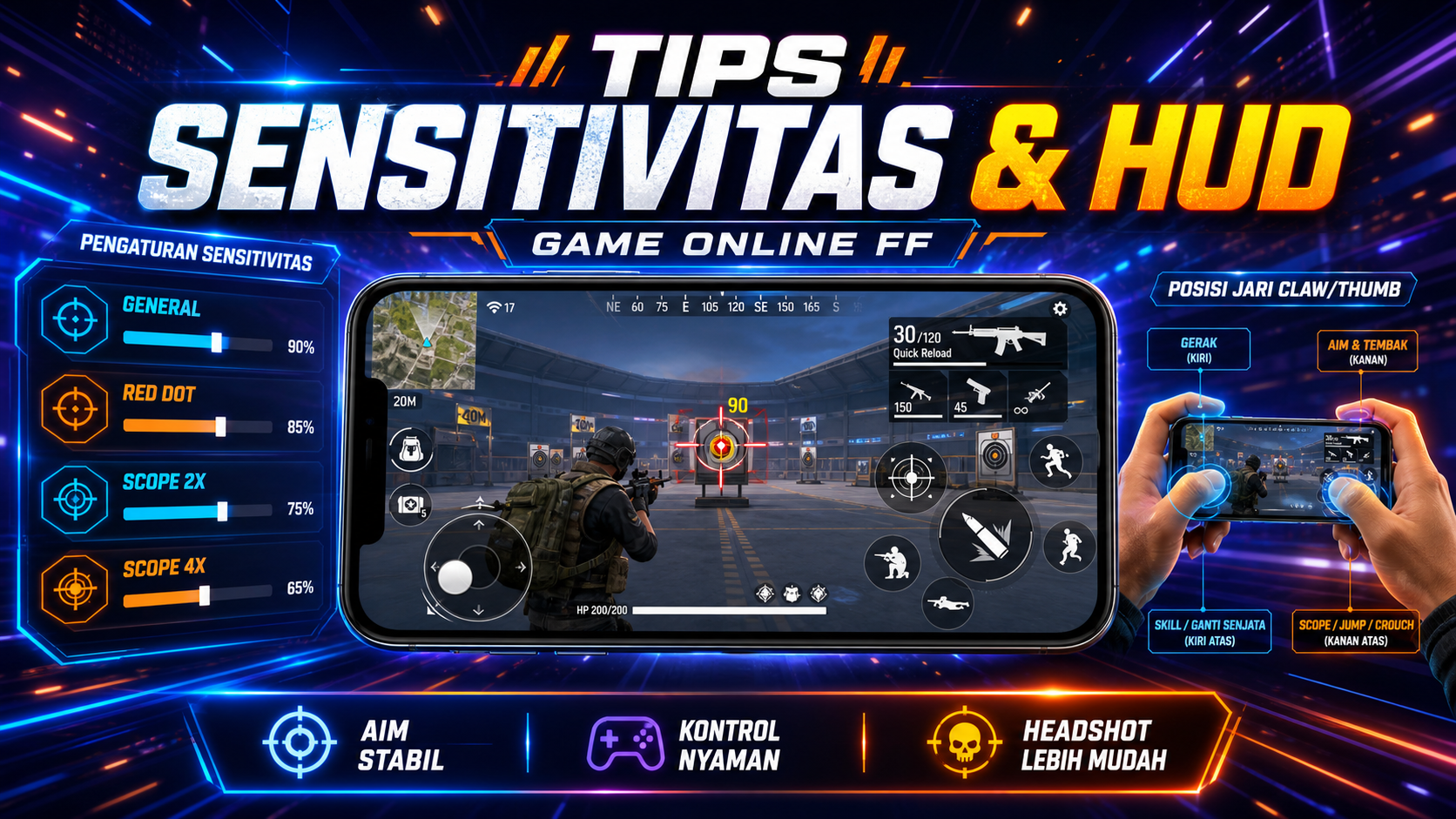 Game Online FF: Tips Setting Sensitivitas dan HUD Aim Stabil - ff
