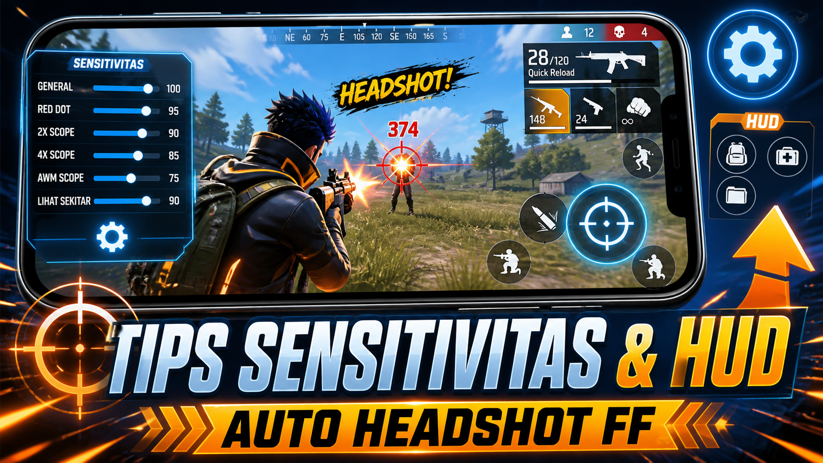 Game Online FF: Tips Setting Sensitivitas dan HUD Auto Headshot - ff