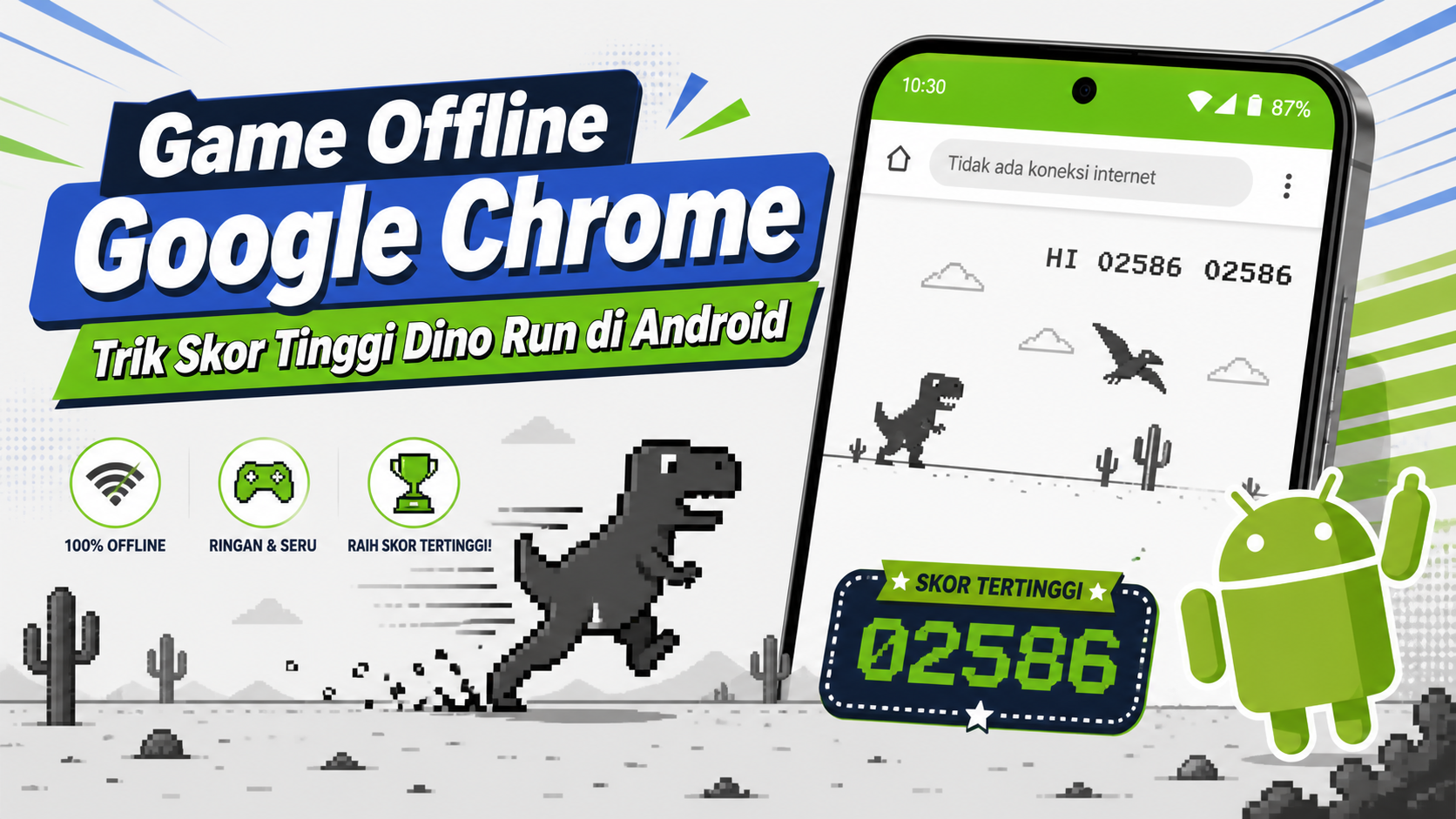 google - Game Offline Google Chrome: Trik Skor Tinggi Dino Run di Android