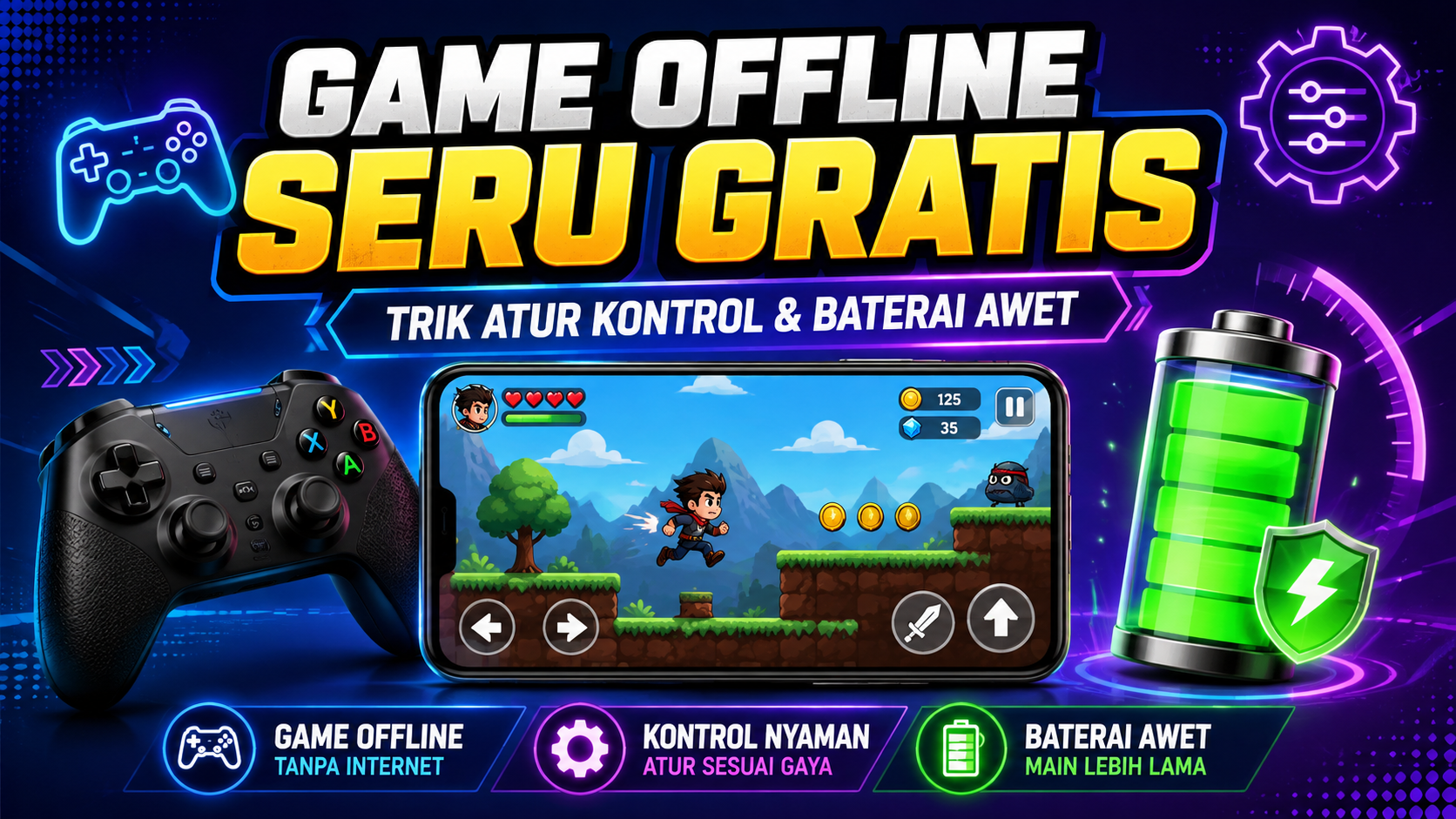 offline - Game Offline Seru Gratis: Trik Atur Kontrol dan Baterai Awet